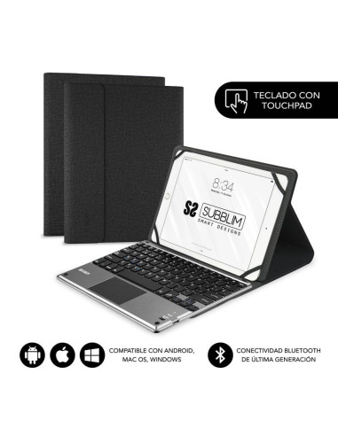 Funda con Teclado Subblim Keytab Pro Bluetooth Touchpad para Tablets de 10.1"-10.8"/ Negra