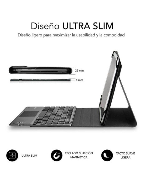 Funda con Teclado Subblim Keytab Pro Bluetooth Touchpad para Tablets de 10.1"-10.8"/ Negra
