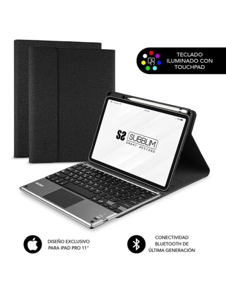 Funda con Teclado Subblim Keytab Pro Bluetooth Touchpad para Tablets Apple iPad Pro de 11" 2020/ Negra