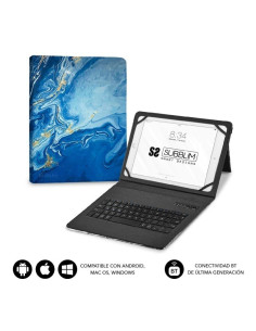 Funda con Teclado Subblim Keytab Pro Bluetooth para Tablets de 9"-11"/ Marmol Azul