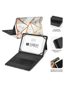 Funda con Teclado Subblim Keytab Pro Bluetooth para Tablets de 9"-11"/ Marmol Blanco 2
