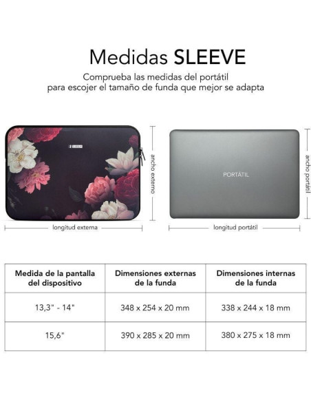 Funda Subblim Trendy Sleeve Neo Flowers para Portátiles hasta 14"