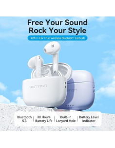 Auriculares Bluetooth Vention ELF E03 NBHP0 con estuche de carga/ Autonomía 6h/ Rosas 2