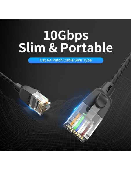 Cable de Red RJ45 UTP Vention IBIBL Cat.6A/ 10m/ Negro