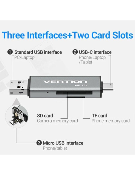 Lector de Tarjetas Externo Vention CCJH0/ USB 2.0