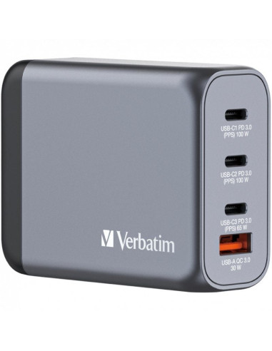 Cargador de Pared Universal Verbatim GNC-100/ 3xUSB Tipo-C/ 1xUSB/ 100W