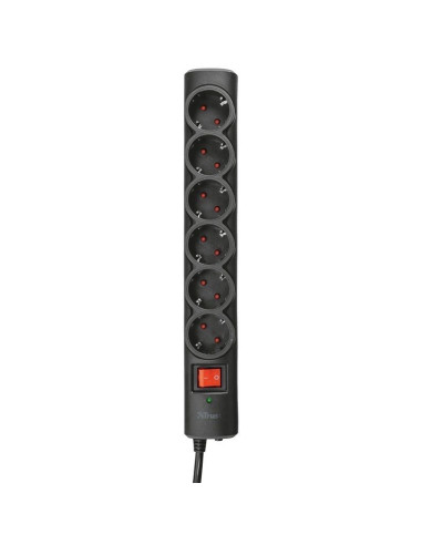 Regleta con interruptor Trust 21059/ 6 Tomas de corriente/ Cable 1.8m/ Negra