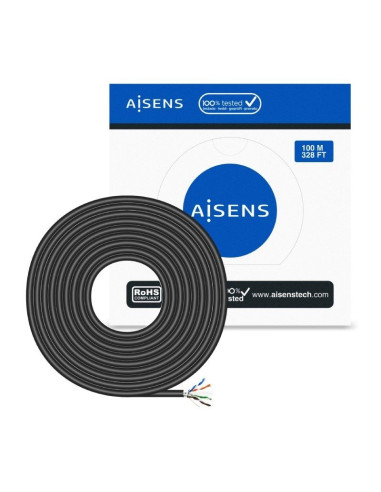 Bobina de Cable RJ45 para Exteriores FTP AWG24 Aisens A135-0673 Cat.6/ 100m/ Impermeable/ Negro