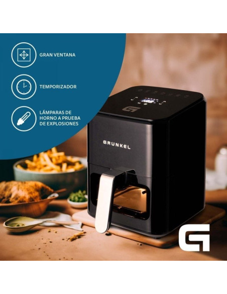 Freidora por Aire / Sin Aceite Grunkel Black Easy Fryer/ 1200W/ Capacidad 4L