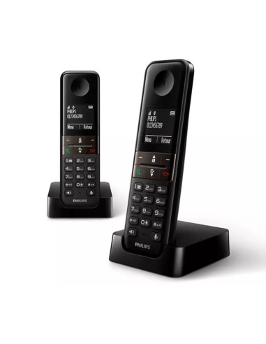 Teléfono Inalámbrico Philips D4702B/34/ Pack DUO/ Negro