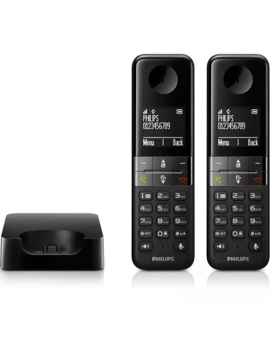 Teléfono Inalámbrico Philips D4702B/34/ Pack DUO/ Negro