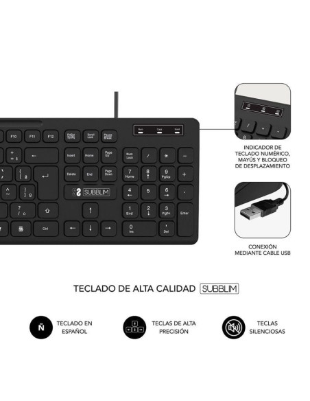 Teclado Subblim Business Slim Silencioso/ Negro