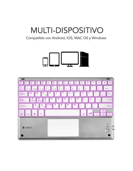 Teclado Compacto Inalámbrico por Bluetooth Subblim SMBT50/ Plata