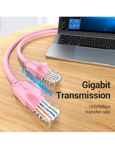 Cable de Red RJ45 UTP Vention IBEPF Cat.6/ 1m/ Rosa
