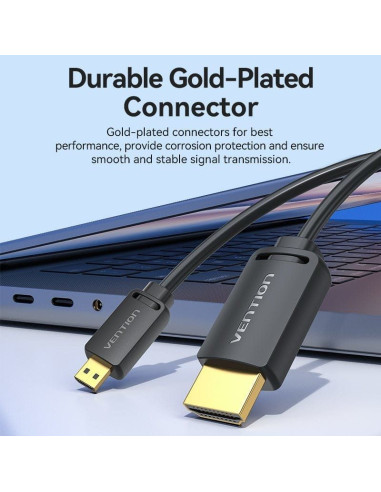 Cable HDMI 4K Vention AGHBF/ HDMI Macho - Mini HDMI Macho/ 1m/ Negro