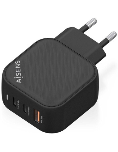 Cargador Gan de Pared Aisens ASCH-65W3P027-BK/ 2xUSB Tipo-C/ 1xUSB/ 65W