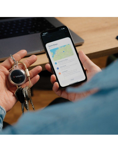 Localizador Verbatim My Finder Coin Bluetooth Tracker MYFC-01B compatible con Apple/ Incluye Llavero y Pila/ Negro