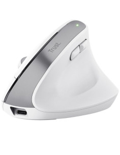 Ratón Vertical Inalámbrico por Bluetooth Trust Bayo+/ Batería Recargable/ Hasta 2400 DPI/ Blanco