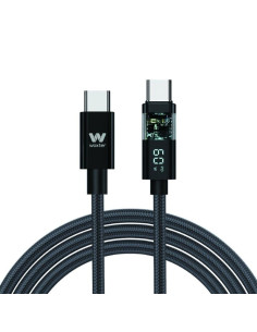 Cable USB 2.0 Tipo-C Woxter PE26-185/ USB Tipo-C Macho - USB Tipo-C Macho/ Hasta 60W/ 480Mbps/ 2m/ Negro