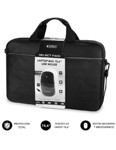 Maletín + Ratón Subblim Select Pack para Portátiles hasta 15.6""/ Cinta para Trolley/ Negro