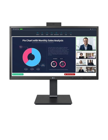 Monitor Profesional LG 24BP75CP-B 23.8"/ Full HD/ Webcam/ Multimedia/ Regulable en altura/ Negro