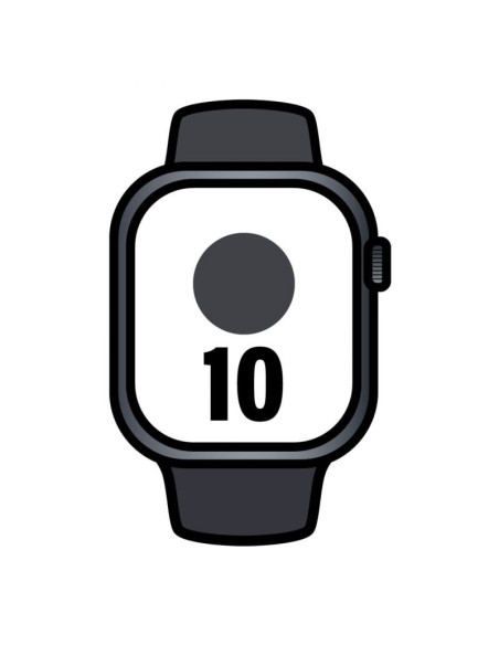 Apple Watch Series 10/ GPS/ 46mm/ Caja de Aluminio Negro Azabache / Correa Deportiva Negra M/L