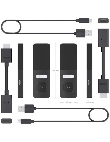 Adaptador de vídeo inalámbrico HDMI a HDMI Aisens ASWL-H2K30M001-BK