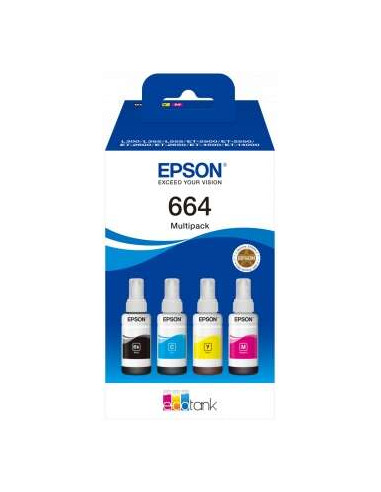 Epson 664 Pack de 4 Botellas de Tinta Originales C13T664640