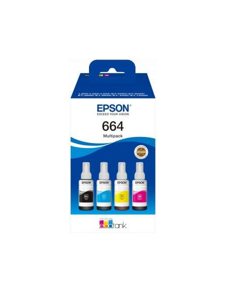 Epson 664 Pack de 4 Botellas de Tinta Originales C13T664640