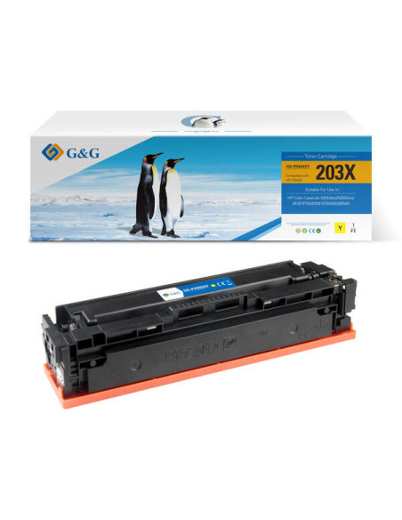 G&G HP CF542X/CF542A/CF402X/CF402A Amarillo Cartucho de Toner Generico - Reemplaza 203X/203A/201X/201A