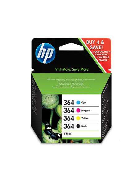 HP 364 Pack de 4 Cartuchos de Tinta Originales - N9J73AE