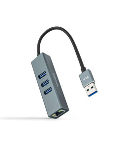 Nanocable Adaptador de Red USB 3.0 a Ethernet Gigabit 10/100/1000 Mbps + 3 Puertos USB 3.0