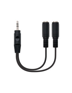 Nanocable Cable Audio Estereo 2x Jack 3.5mm Hembra a Jack 3.5mm Macho 0.15m - Color Negro