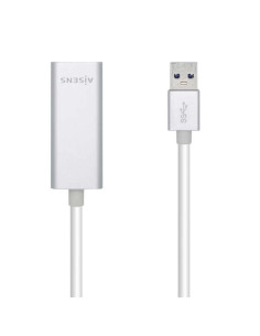 Aisens Conversor USB 3.0 a Ethernet Gigabit 10/100/1000 Mbps - 15cm - Color Plata