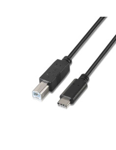 Aisens Cable USB 2.0 Impresora 3A - Tipo USB-C Macho a B Macho - 1.0m - Color Negro