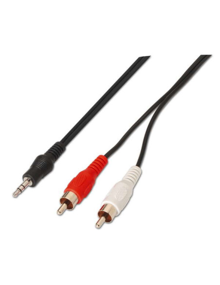 Aisens Cable Audio Estereo - JACK 3.5/M-2xRCA Macho - 3.0m - Color Negro