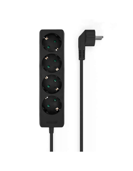 Aisens Regleta Multiple de 4 Tomas sin Interruptor con Cable 3 1.5mm2 - 1.4m - Color Negro
