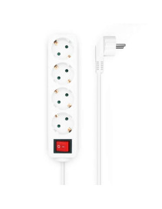 Aisens Regleta de 4 Tomas Schuko con Cable de 1.4m - Proteccion Infantil - Color Blanco