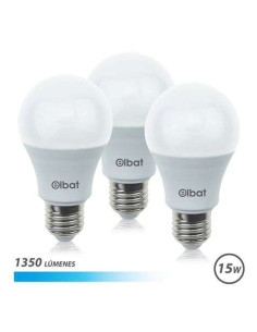 Elbat Pack de 3 Bombillas LED A60 15W E27 1350lm - 6500K Luz Fria