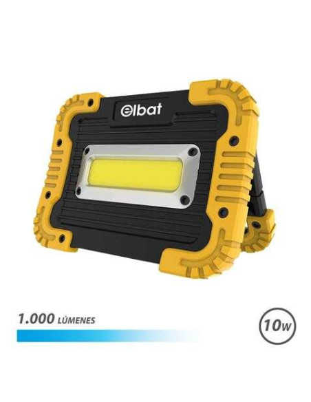 Elbat Foco Led Recargable 10W - 1000 Lumenes - Luz Fria 6500K - Bateria 4400mAh  - Autonomia de 5 a 6 horas