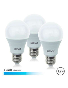 Elbat Pack de 3 Bombilla LED A60 de 12W - 1080LM - Base E27 - Luz Fria