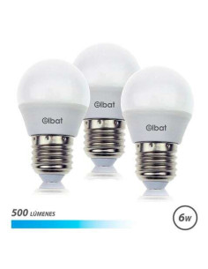 Elbat Pack de 3 Bombillas LED G45 de 6W - 500LM - Base E27 - Luz Fria