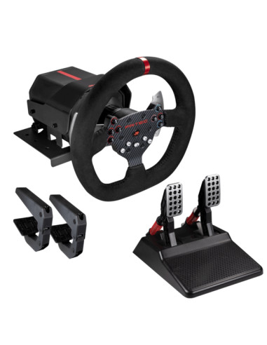FR-TEC Volante con Force Feedback Force Racing Wheel - Tecnologia Forcesense - Aro de 26.5cm de Diametro - Pedales Regulables -