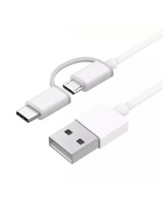 Xiaomi Cable USB-A a MicroUSB con Adaptador a USB-C - Longitud 1m - Color Blanco
