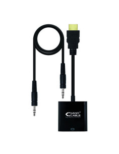 Nanocable Conversor HDMI a SVGA+audio - HDMI A/M-SVGA/H+Jack 3.5/H - 10cm+1.0m - Color Negro