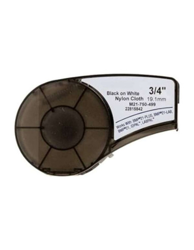 Brady M21-750-499-TB Cinta de Etiquetas Genericas de Nylon - Texto negro sobre fondo blanco - Ancho 19.1mm x 4.9 metros - 750 Et