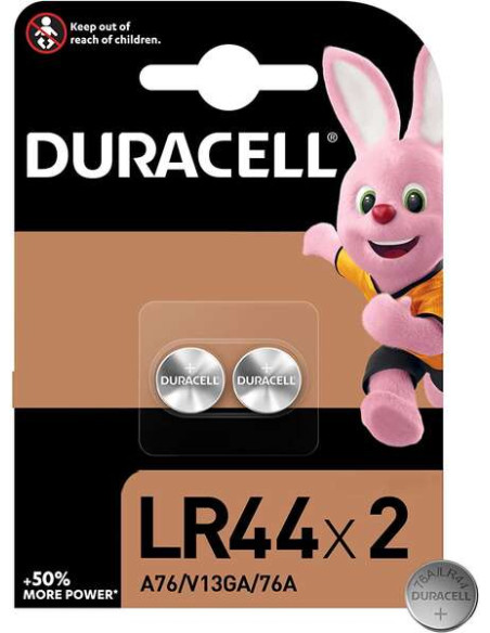Duracell Pilas Alcalinas de Boton LR44 76A/A76/V13GA 1.5V - 2 Unidades
