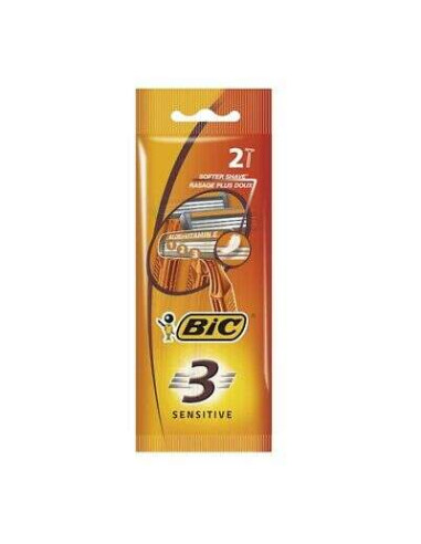 Bic Sensitive 3 Pack de 2 Maquinillas de Afeitar Desechables de 3 Hojas - Tira Lubricante con Aloe Vera