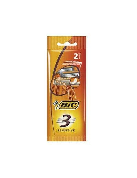 Bic Sensitive 3 Pack de 2 Maquinillas de Afeitar Desechables de 3 Hojas - Tira Lubricante con Aloe Vera