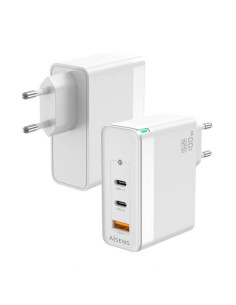 Aisens Cargador GAN 100W - 2xUSB-C PD3.0 QC4.0 QC5.0 - 1xUSB-A QC3.0 - Color Blanco